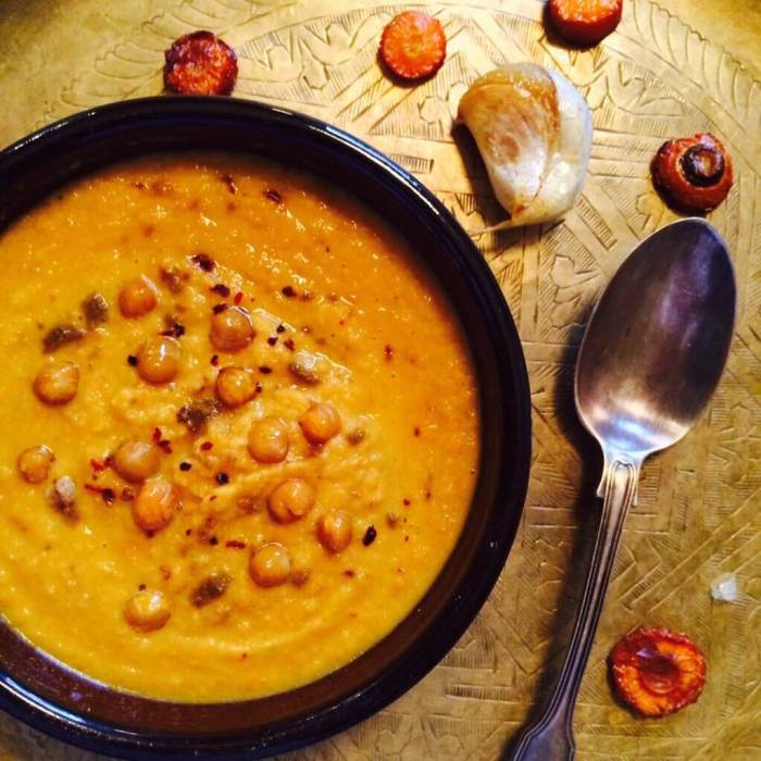 Roasted Carrot, Chickpea & Garlic Soup by Jack Monroe